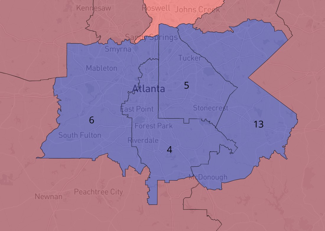 ModMAGAPatriot's tweet image. DeKalb County, Georgia could've easily been one singular congressional district...