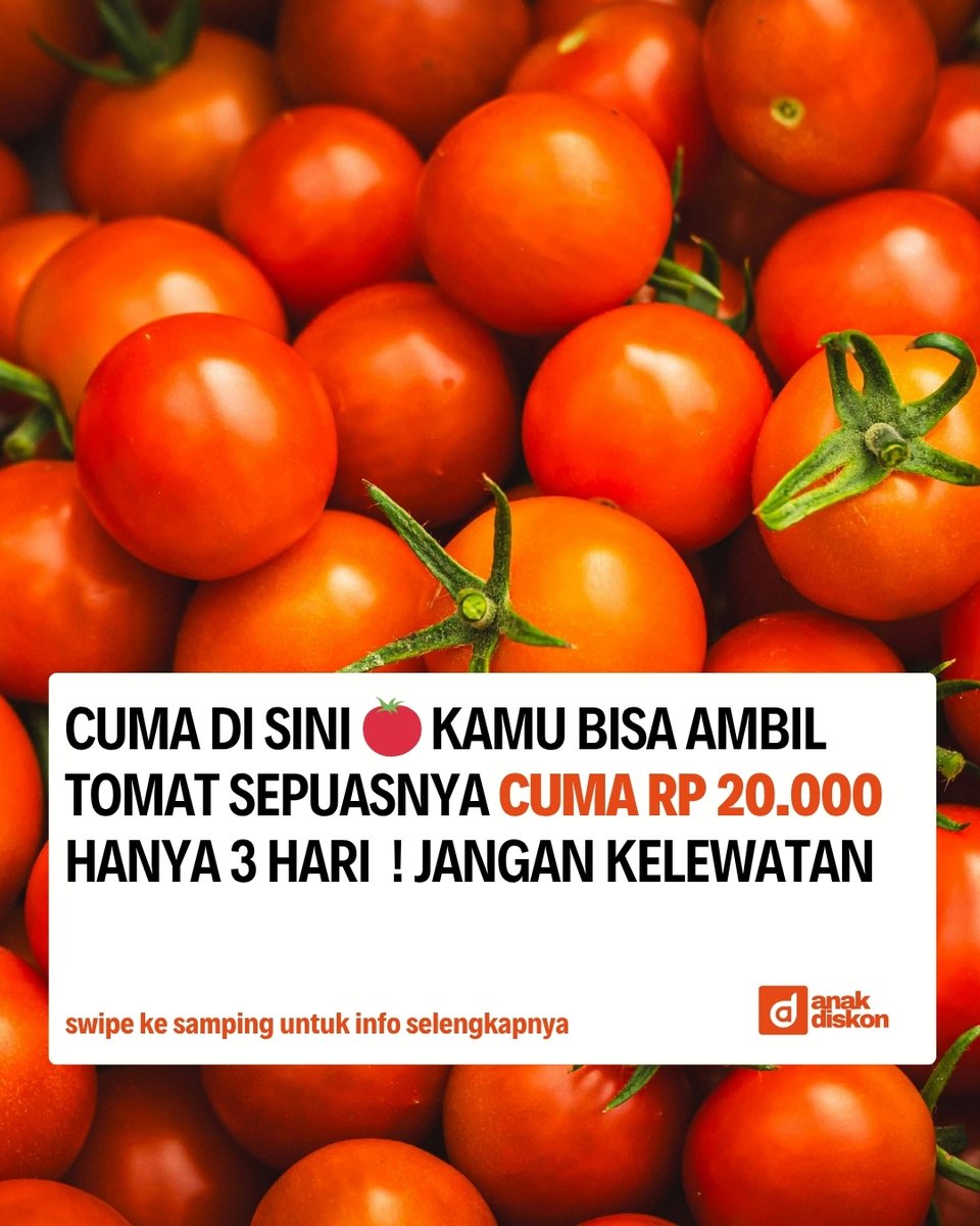 katalogpromosi's tweet image. 🔥 Ambil TOMAT TW sepuasnya cuma Rp 20.000 di HERO Pasar Swalayan 🛒

Langsung meluncur yuk sebelum habis 👉 katalogpromosi.com/promo-hero-amb…
#HeroSupermarket #PromoTomat #PromoWeekend