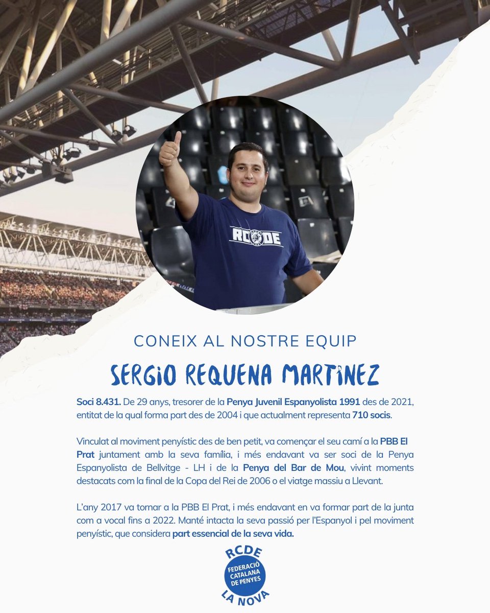 ⚽️ Avui partit Mágico <a href="/RCDEspanyol/">RCD Espanyol de Barcelona</a> i desplaçament de <a href="/Juvenil1991/">𝗝𝗨𝗩𝗘𝗡𝗜𝗟 𝟭𝟵𝟵𝟭</a> a Oviedo, volem destacar un dels nostres ⚪️ 𝙎𝙚𝙧𝙜𝙞𝙤 𝙍𝙚𝙦𝙪𝙚𝙣𝙖 🔵

🤍Perico de cor, que representa els 𝐯𝐚𝐥𝐨𝐫𝐬 i la 𝐟𝐨𝐫ç𝐚 del moviment penyístic, des de ben petit i sempre al peu del canó💙
#RCDE