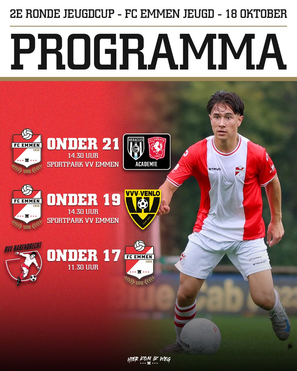 Morgen ➟ 𝟐𝐞 𝐫𝐨𝐧𝐝𝐞 𝐉𝐞𝐮𝐠𝐝𝐜𝐮𝐩! 🏆

🔗 fcemmen.nl/bekerweekend-v…

#HIERKOMIKWEG
