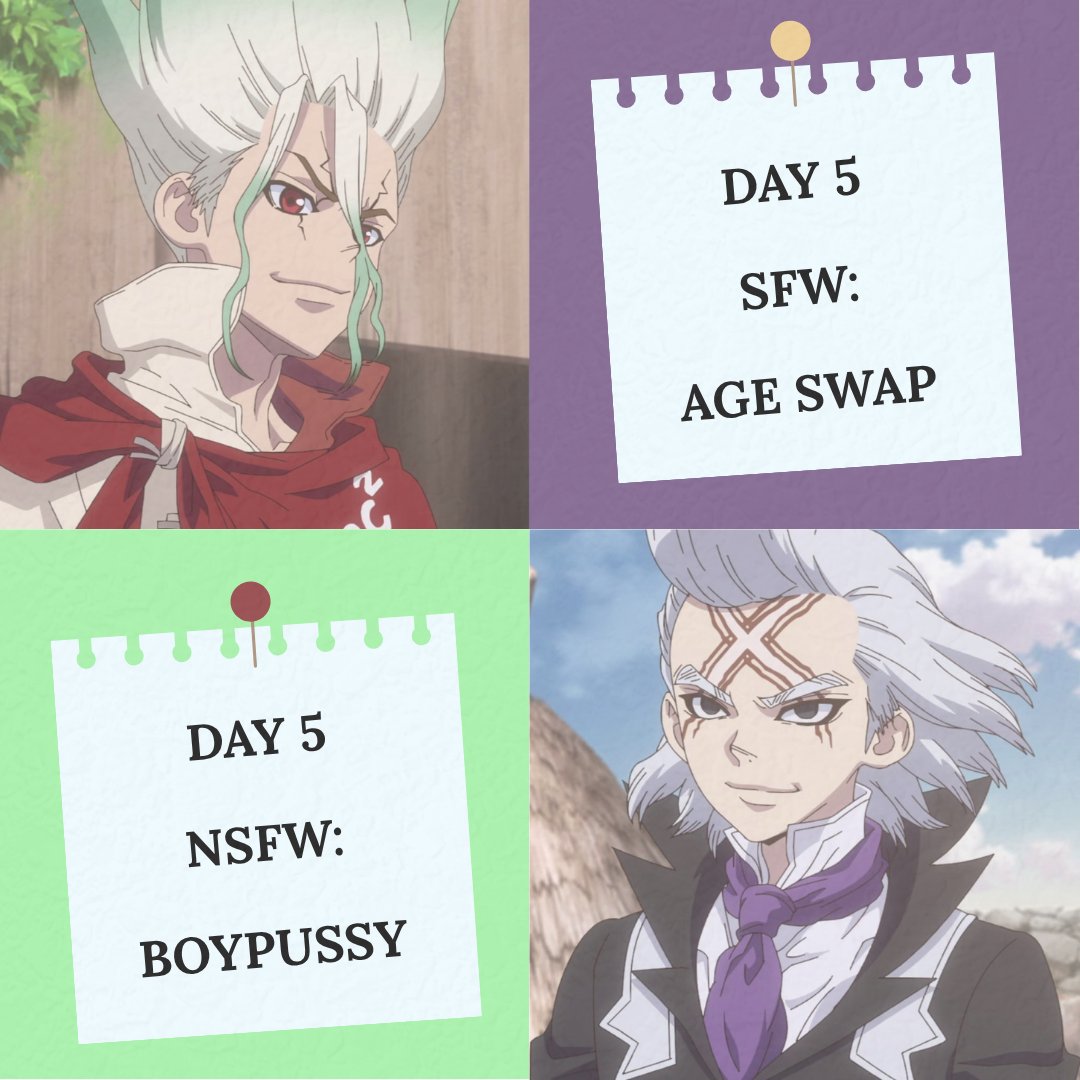 Week_senxensen's tweet photo. Happy friday, everyone! The fifth day has arrived and we’ve got age swap 🔁 and boypussy 😼
#senxensenweek https://t.co/0Z6yYq5Bz0