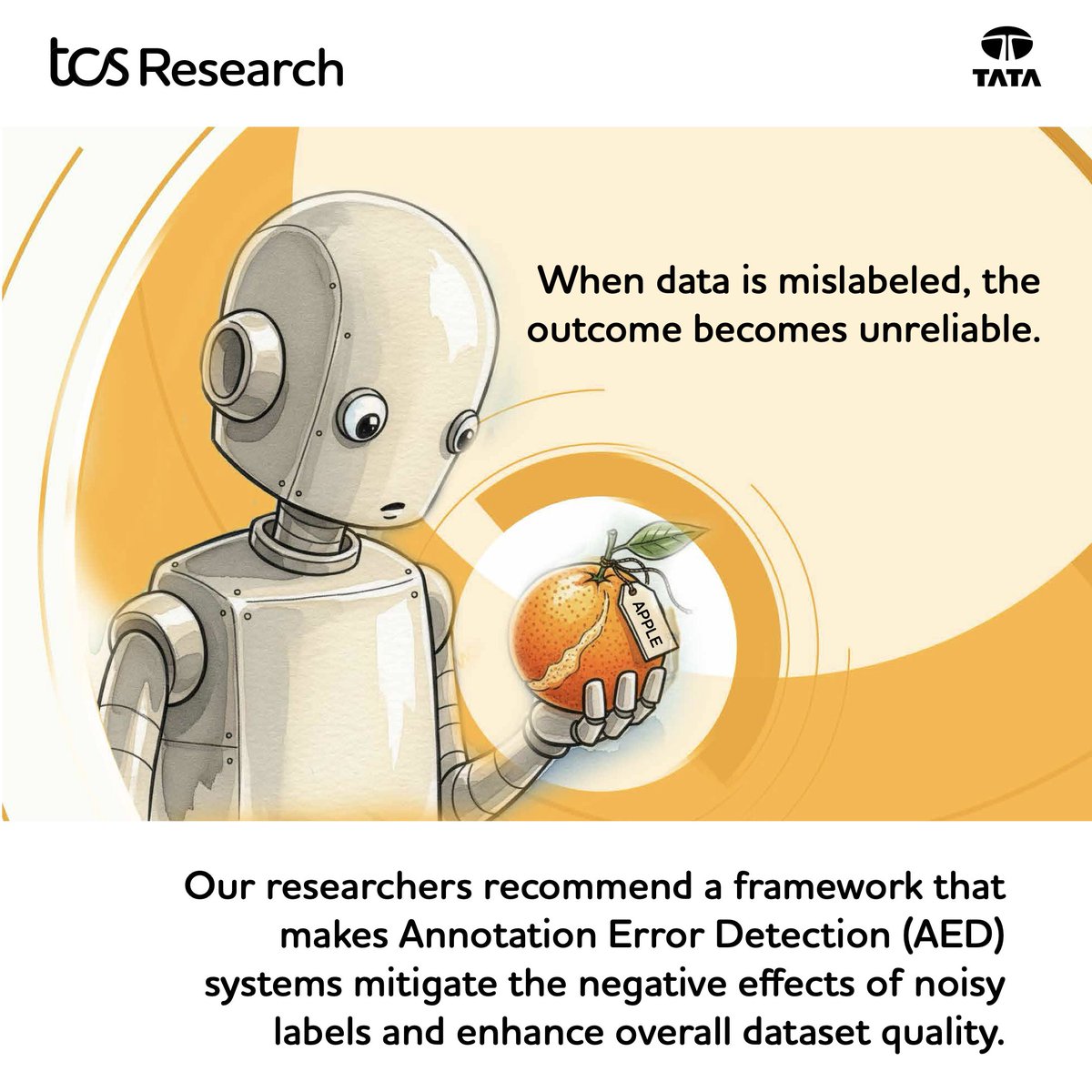 TCSResearch's tweet image. What happens when AI&apos;s data is mislabeled? Annotation errors can compromise AI performance and trust.
At the workshop on Human-In-the-Loop Data Analytics #HILDA25, our researchers presented a framework using noise-robust training to find these errors more effectively, improving…
