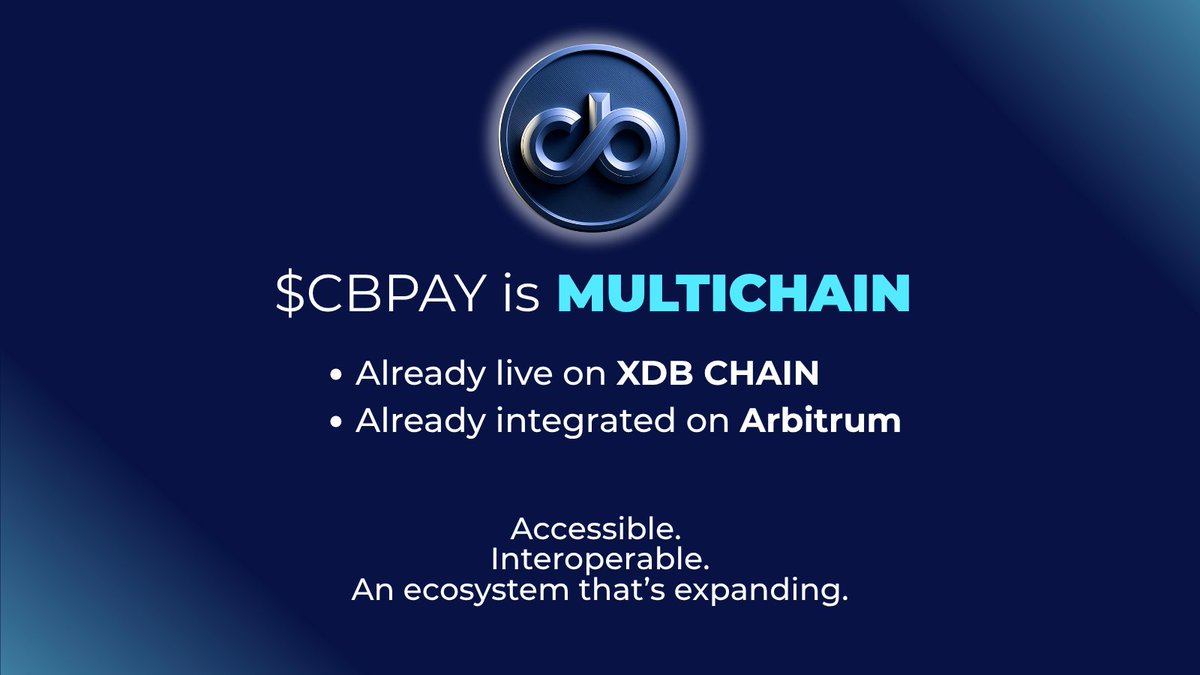 $CBPAY is a multichain token, already live on both XDB Chain and Arbitrum, bringing greater accessibility and interoperability across multiple networks.

This means more flexibility for users, merchants, ambassadors, creators, and Web3 projects looking to integrate new payment