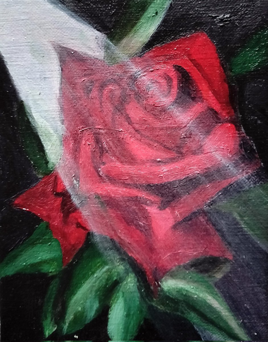 tomorrowkyou's tweet photo. #油絵
#F0
#赤い薔薇 https://t.co/Mb7XZW0Z9E