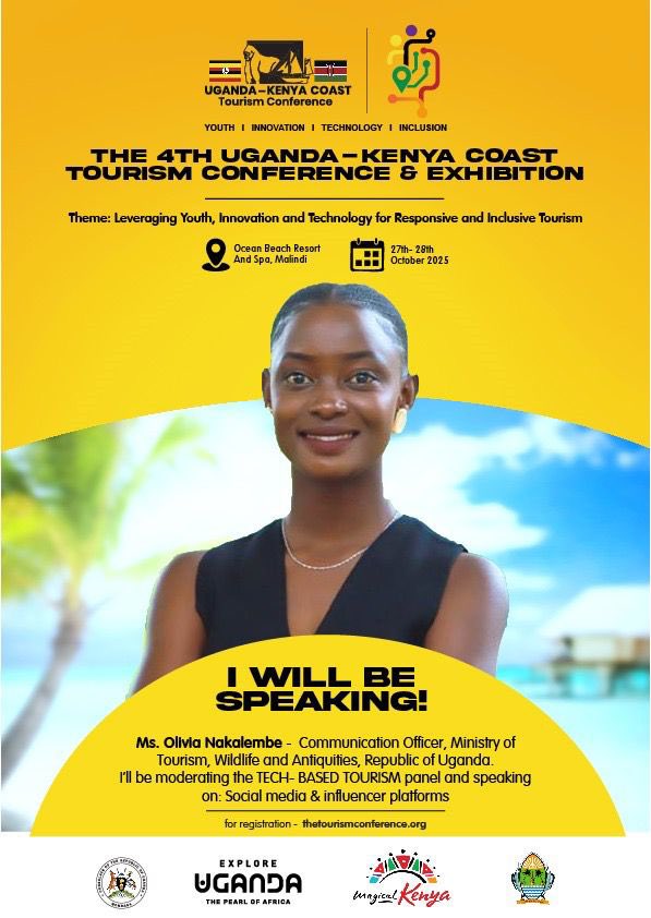 Uganda takes the spotlight at the 4th Uganda–Kenya Coast Tourism Conference &amp; Exhibition
<a href="/TourismBoardUg/">Uganda Tourism Board</a> CEO <a href="/JulzKagwa/">Juliana Kagwa</a>&amp; <a href="/OlivielOfficial/">Olivia Nakalembe</a> from <a href="/MTWAUganda/">Ministry of Tourism-Uganda</a> will represent Uganda sharing insights on youth, innovation, and tech-driven tourism.

#UGKECoastTourism2025
