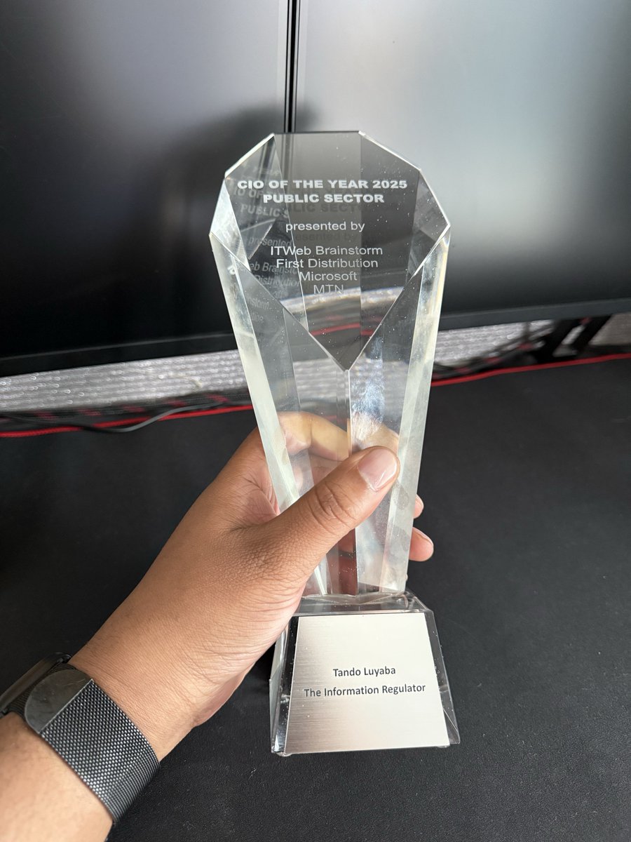 Bringing a bit of LinkedIn energy to X today 😄

Officially the CIO of the Year in the Public Sector! 

Thank you <a href="/ITWeb/">ITWeb</a> for the recognition 🙏🏾

#CIOBanquet #BrainstormCIOAwards #ITWebBrainstormCIOAwards #CIOOfTheYear