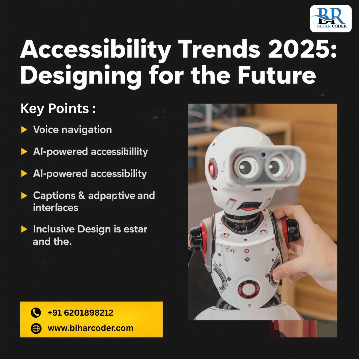 bihar_coder's tweet image. Designing for the future means designing for everyone.
Accessibility isn’t a trend — it’s the foundation of innovation.
#AccessibilityTrends #InclusiveDesign #BiharCoder
