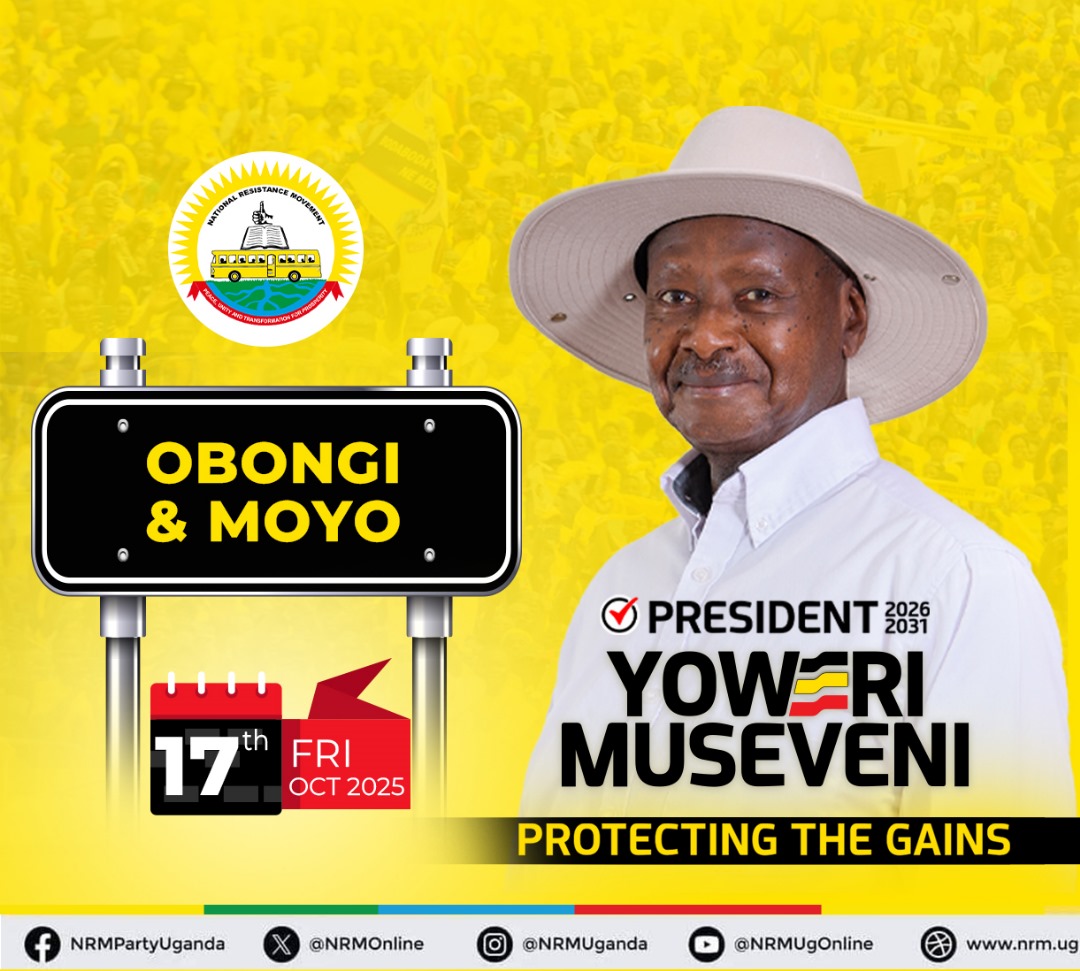 The National Chairman of the National Resistance Movement (NRM) and the NRM Presidential Candidate will hold a rally in Obongi and Moyo today.

Let's be there !