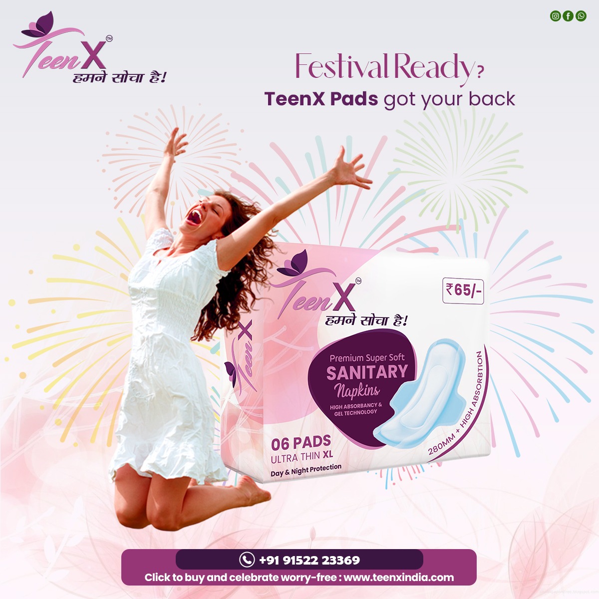Teen_x_123's tweet photo. Celebrate every festival with confidence and comfort — TeenX Pads have got your back! Stay fresh, fearless, and festive all day long.

#festivalready #teenxcomfort #confidentdays #freshfeeling #carefreeliving #teenhygiene #worryfreecelebration #softprotection #highabsorbency https://t.co/yZ9JzsDygL