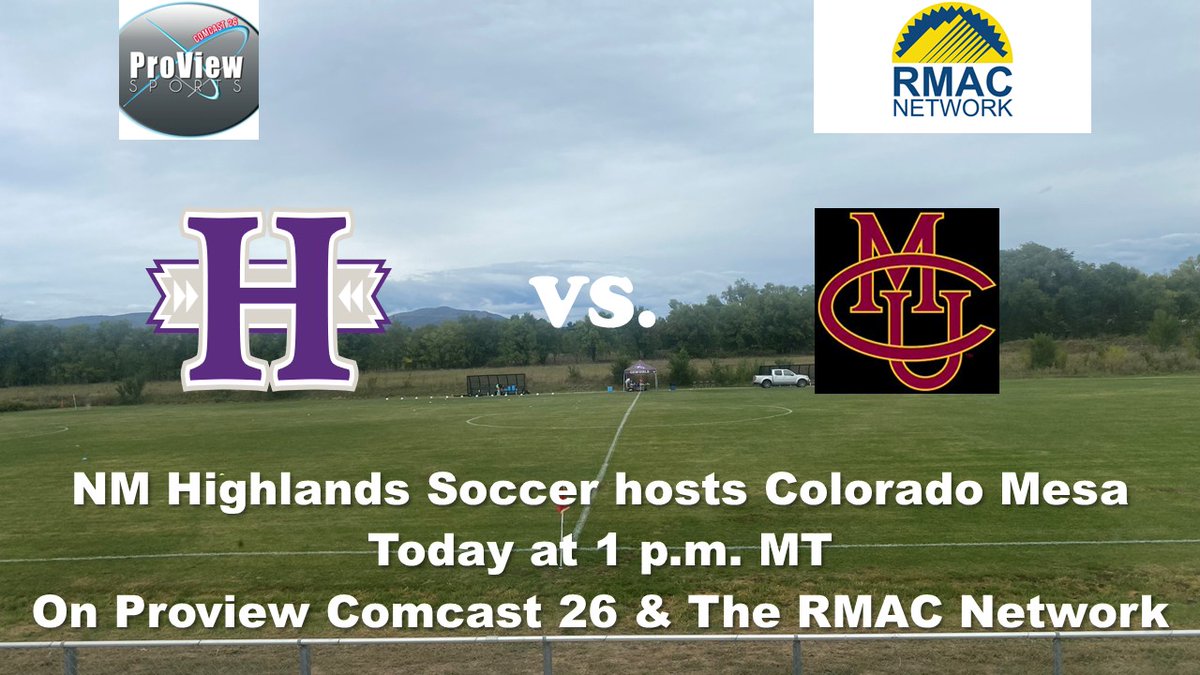 Women's Soccer, New Mexico Highlands vs. Colorado Mesa Today (Friday) at 1 p.m. MT with <a href="/ScottGaletti/">Scott Galetti</a> and Jace Hinton <a href="/jacehintonco/">Jace “Media Man” Hinton</a> on Proview Comcast 26 and The RMAC Network.
Broadcast link below.
rmacnetwork.com/nmhighlands/?B…