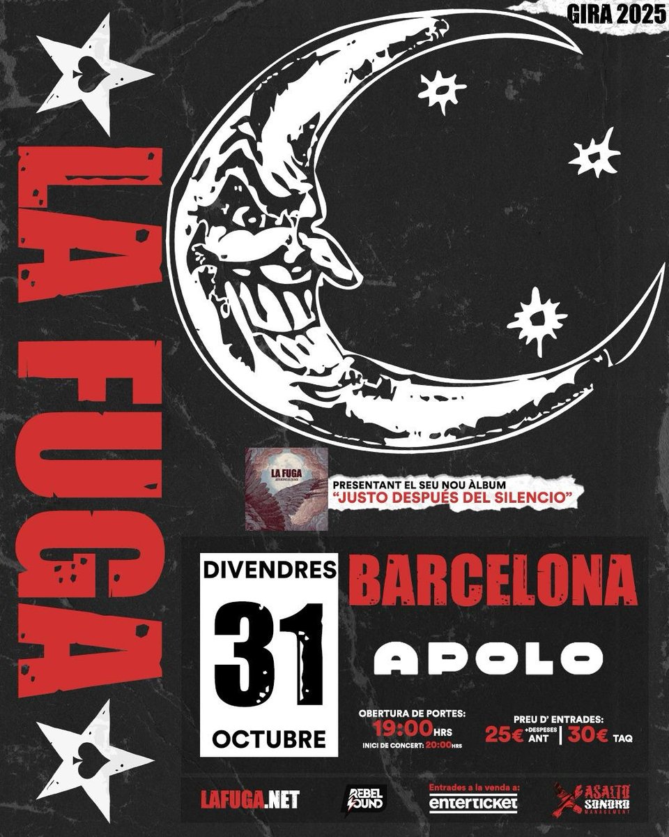 El próximo 31 de octubre presentan #Lafuga en Barcelona su disco Justo después del silencio. Entradas ya a la venta.