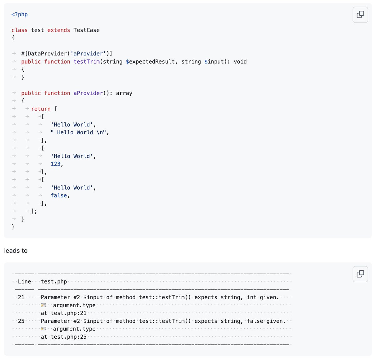 markusstaab's tweet image. In the near future #phpstan will error about your invalid #phpunit dataproviders data 🥰