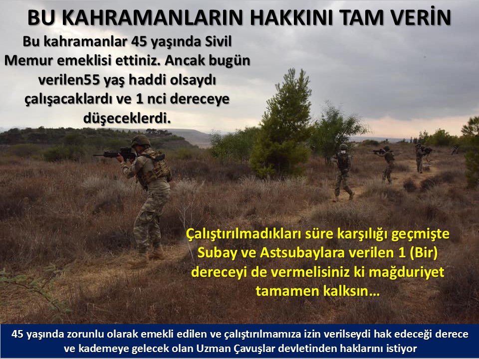 #UzmanÇavuş
#UzmanÇavuşlar
#EmekliUzmanÇavuşlar
#BirDereceHak
<a href="/RTErdogan/">Recep Tayyip Erdoğan</a>
<a href="/tcsavunma/">T.C. Millî Savunma Bakanlığı</a>
<a href="/hulusiakarmedya/">Hulusi AKAR</a>
<a href="/Akparti/">AK Parti</a>
<a href="/nacibostanci/">M. Naci Bostancı</a>
<a href="/akbasogluemin/">Av. M.Emin AKBAŞOĞLU 🇹🇷</a>
<a href="/AliYerlikaya/">Ali Yerlikaya</a>
<a href="/UlviYonter/">Dr.İzzet Ulvi YÖNTER</a>
<a href="/dbdevletbahceli/">Devlet Bahçeli</a>
<a href="/MHP_Bilgi/">MHP</a>
<a href="/mustafaelitas/">Mustafa Elitaş</a>
<a href="/UlviYonter/">Dr.İzzet Ulvi YÖNTER</a>
<a href="/erkanakcay45/">Erkan Akçay</a>
<a href="/TEMUD_2024/">TEMUD Türkiye Emekli Uzman Erbaşlar Derneği</a>
<a href="/alitilkici38/">Ali Tilkici 🇹🇷</a>
<a href="/HMBakanligi/">T.C. Hazine ve Maliye Bakanlığı</a>