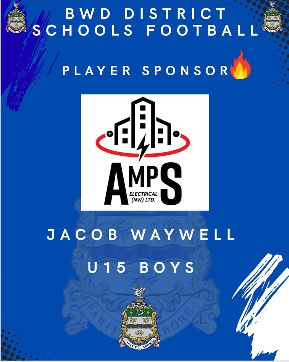 BwDSFA's tweet image. We would like to welcome and say a huge thank you to Amps Electrical NW Ltd as player sponsor for Jacob Waywell for the 25/26 season ⚽️