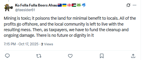 You closed comments just as I was posting but I'll post my reply anyway.  

I'm fed up with the eco hysteria claiming mining poisons NZ's land. It's now tightly regulated and will pump up our economy and create jobs without screwing the environment. Unlike the pointless Paris