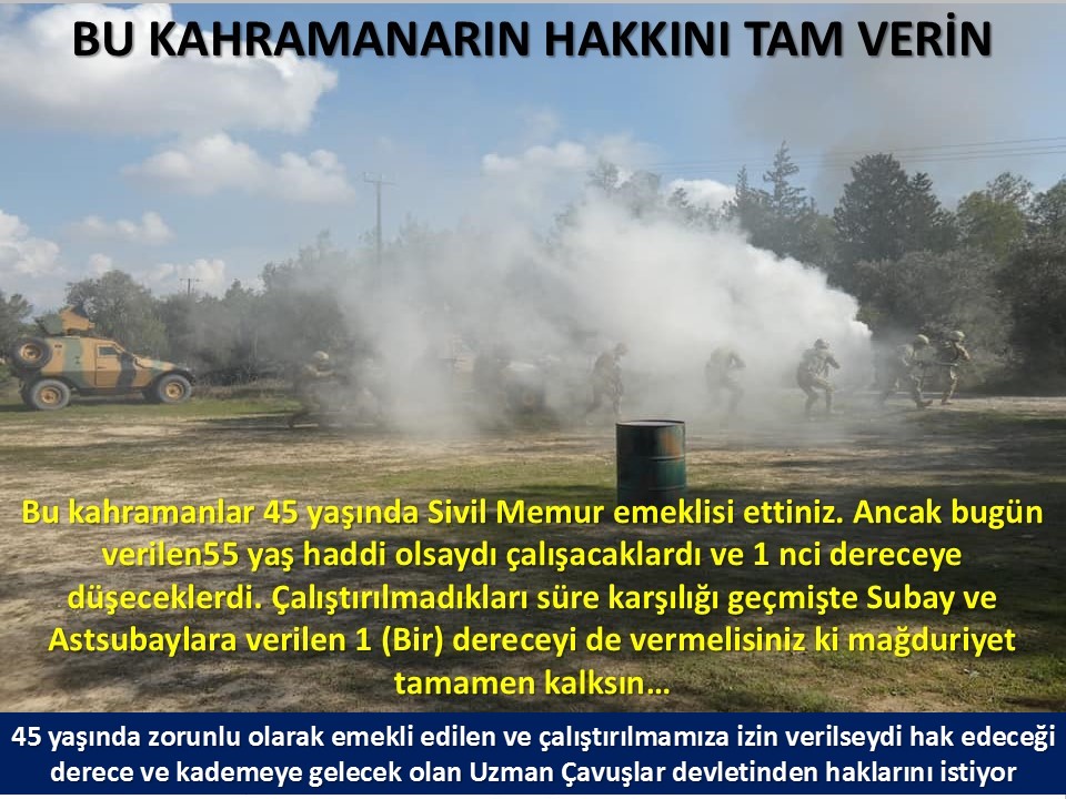 #UzmanÇavuş
#UzmanÇavuşlar
#EmekliUzmanÇavuşlar
#BirDereceHak
<a href="/RTErdogan/">Recep Tayyip Erdoğan</a>
<a href="/tcsavunma/">T.C. Millî Savunma Bakanlığı</a>
<a href="/hulusiakarmedya/">Hulusi AKAR</a>
<a href="/Akparti/">AK Parti</a>
<a href="/nacibostanci/">M. Naci Bostancı</a>
<a href="/akbasogluemin/">Av. M.Emin AKBAŞOĞLU 🇹🇷</a>
<a href="/AliYerlikaya/">Ali Yerlikaya</a>
<a href="/UlviYonter/">Dr.İzzet Ulvi YÖNTER</a>
<a href="/dbdevletbahceli/">Devlet Bahçeli</a>
<a href="/MHP_Bilgi/">MHP</a>
<a href="/mustafaelitas/">Mustafa Elitaş</a>
<a href="/UlviYonter/">Dr.İzzet Ulvi YÖNTER</a>
<a href="/erkanakcay45/">Erkan Akçay</a>
<a href="/TEMUD_2024/">TEMUD Türkiye Emekli Uzman Erbaşlar Derneği</a>
<a href="/alitilkici38/">Ali Tilkici 🇹🇷</a>
<a href="/HMBakanligi/">T.C. Hazine ve Maliye Bakanlığı</a>