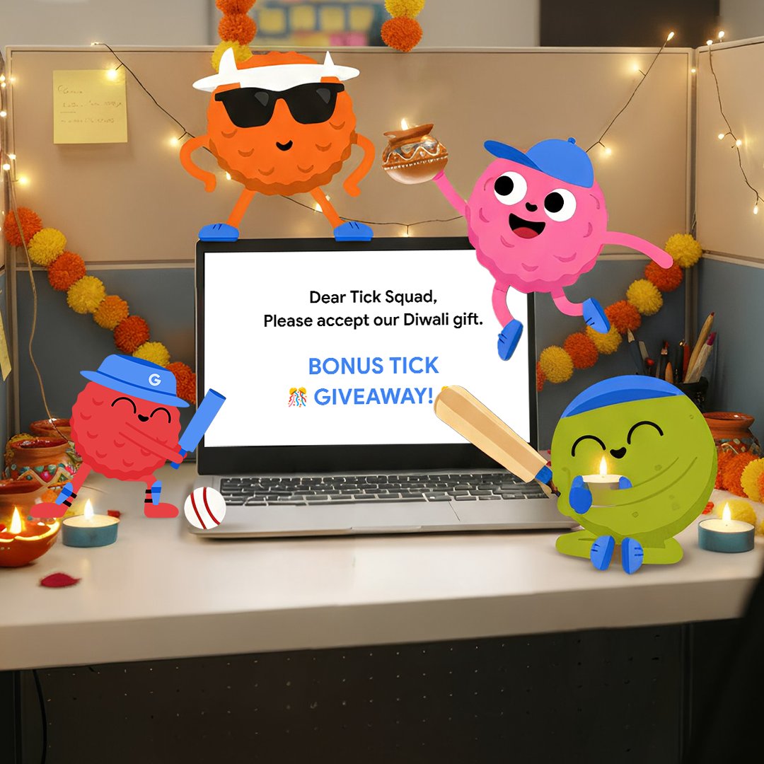 We’re giving away 
BONUS TICKS because Diwali!

Get laddoos till 6PM only! 
Link here - gpay.app.goo.gl/Diwali_Bonus1