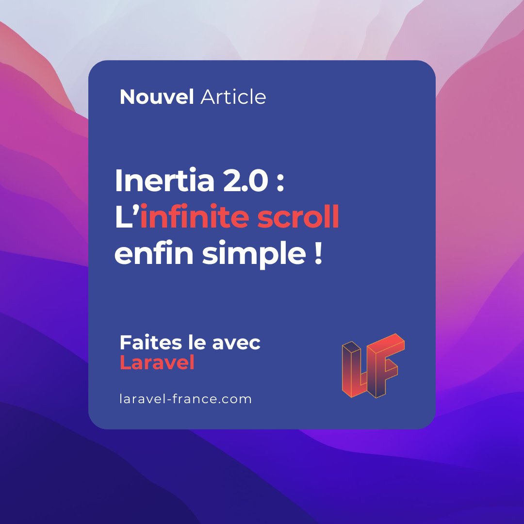 laravel_france's tweet image. Bonjour 👋

@inertiajs 2.0 débarque avec une fonctionnalité que tout le monde attendait : l&apos;infinite scroll natif 🚀

👉 laravel-france.com/posts/inertia-…

Tout est maintenant intégré, simple, et ça fonctionne out of the box ! 

#php #laravel