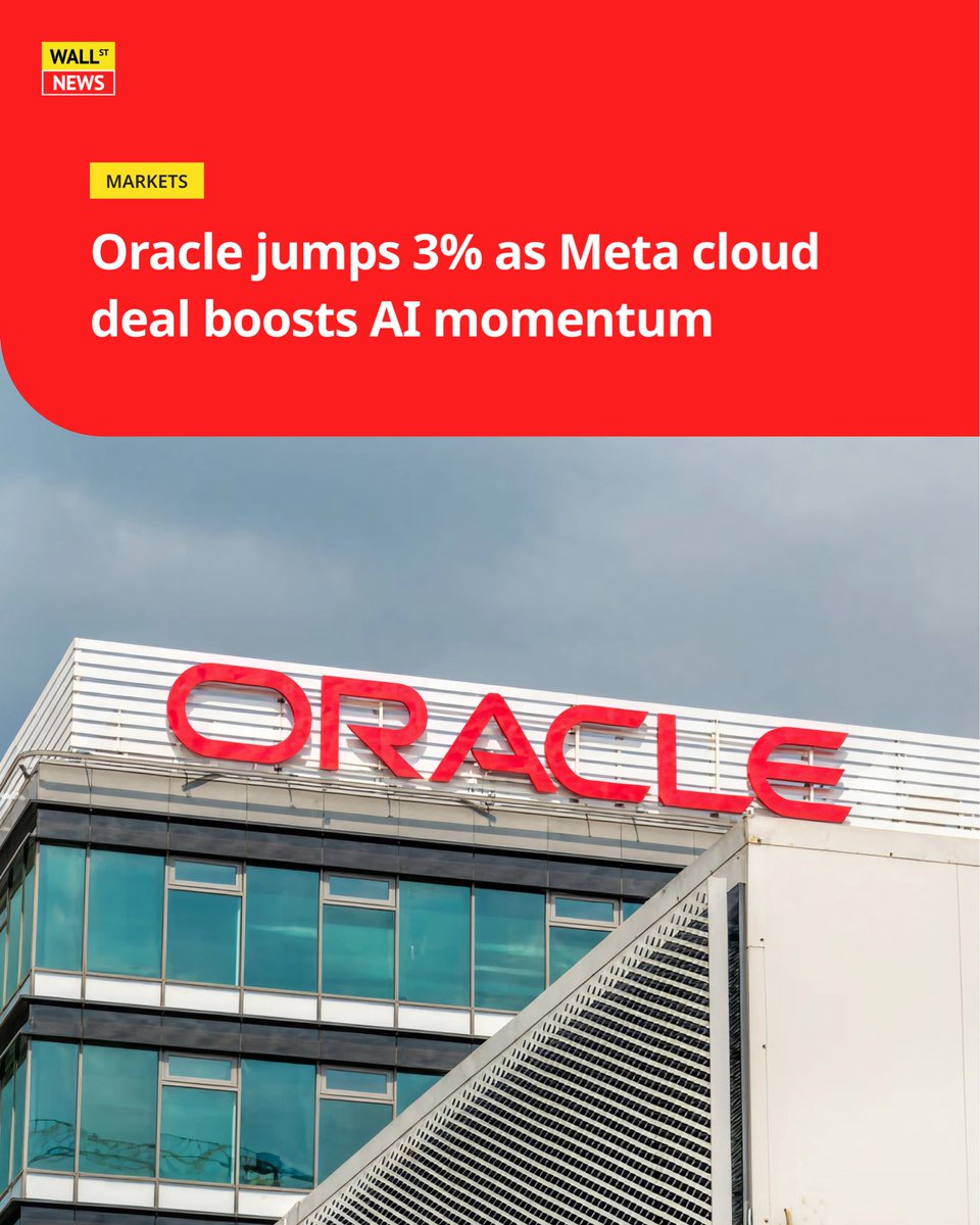wlst_news's tweet image. Oracle stock rose 3% after the company announced a major cloud deal with Meta and $65 billion in new contracts. It’s betting big on AI growth through 2030 and says it’s focused on high-margin opportunities — not just chasing revenue.

#Oracle #OracleStock