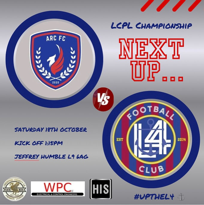 Unbeaten league leaders The ARC up next for us in the <a href="/LCPL2012/">Liverpool CPL</a> always a difficult game but we can take encouragement from recent performances despite results not going our way. #L4 ⚓️
