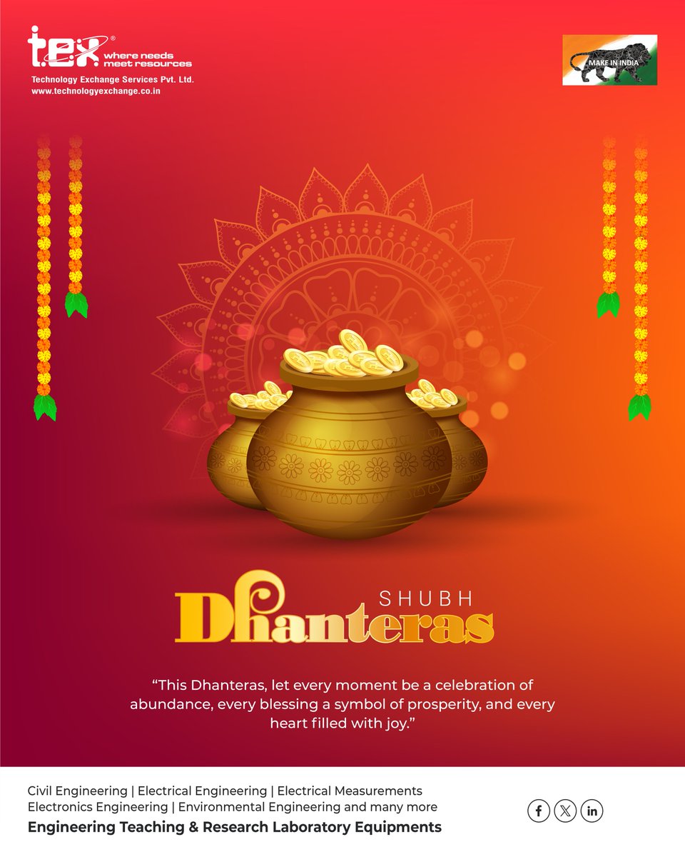 Tex_Technology's tweet image. Let the golden glow of Dhanteras light up your life with prosperity, success, and endless shine!
May Goddess Lakshmi bless your home with health, wealth, and happiness. #happydhanteras #Dhanteras2025 #FestivalOfProsperity #DhanterasVibes #FestiveSeason #technologyexchangeservice