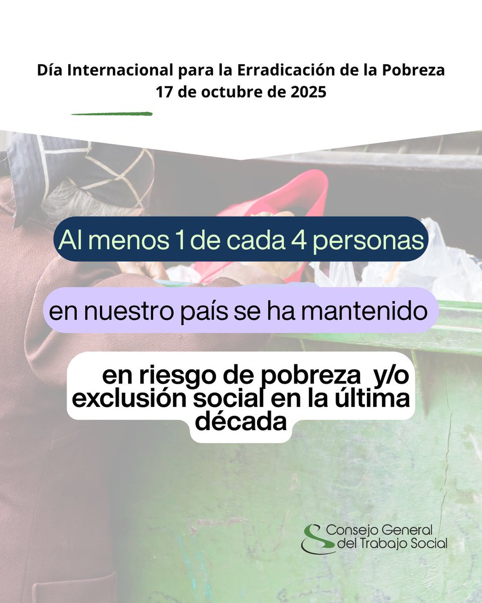 📅 17 de octubre | Día Internacional para la Erradicación de la Pobreza

🔹 Según el XV Informe El Estado de la Pobreza en España de <a href="/EAPNes/">EAPN España</a>  , más de 12,5 millones de personas siguen en riesgo de pobreza o exclusión social, una cuarta parte de la población.

🔹 Las diferencias