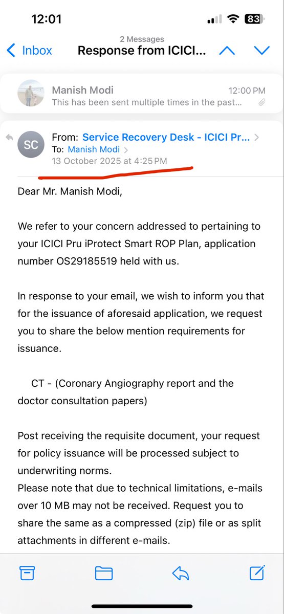 manish0309's tweet photo. @ICICIPruLife Is there a reason why am I being asked for the same thing again and again? #CustomerExperience #CustomerServiceFail #CustomerFeedback https://t.co/V28oRUD5lP