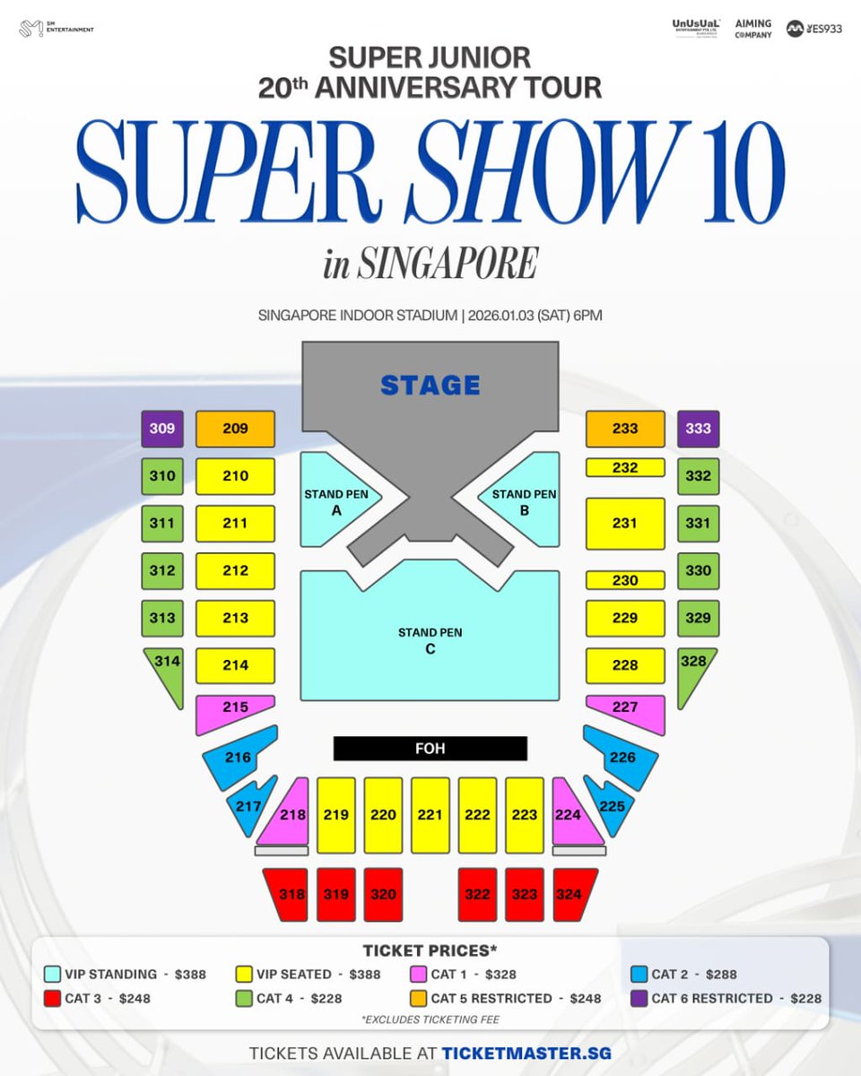 WTS

SUPER JUNIOR &lt;SUPER SHOW 10&gt; in Singapore 🇸🇬
📅 3 Jan 2026 | 6PM
2x Vip Standing 
2x Vip Seated-Side by side
3x Cat 1 &amp; 2

International fans welcome

#SUPERJUNIOR #SUPERSHOW10 #SUPERJUNIORinSG