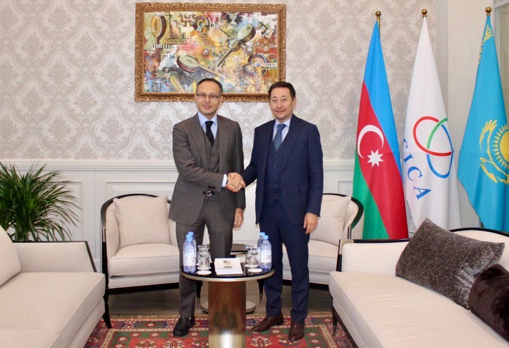 KairatSarybay's tweet photo. Pleased to welcome Mr. Ramil Hasan, SG of @TURK_PA, to new #CICA_HQ in #Astana

Discussed #CICA process &amp; key #AzChairmanship priorities 

Explored ways to enhance #CICA–#TURKPA synergy through #youth engagement, #women’s empowerment &amp; parliamentary #dialogue https://t.co/nvECPYZbit