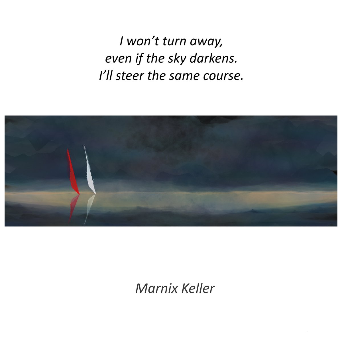 MarnixKeller's tweet image. I won’t turn away,
even if the sky darkens.
I’ll steer the same course.
I won’t turn my back to the storm. I'll steer the same course as you. Because somewhere along the way, it became mine too.
A #haiku with my #p5js landscape art. #Poetry #Poems #WritingCommunity
