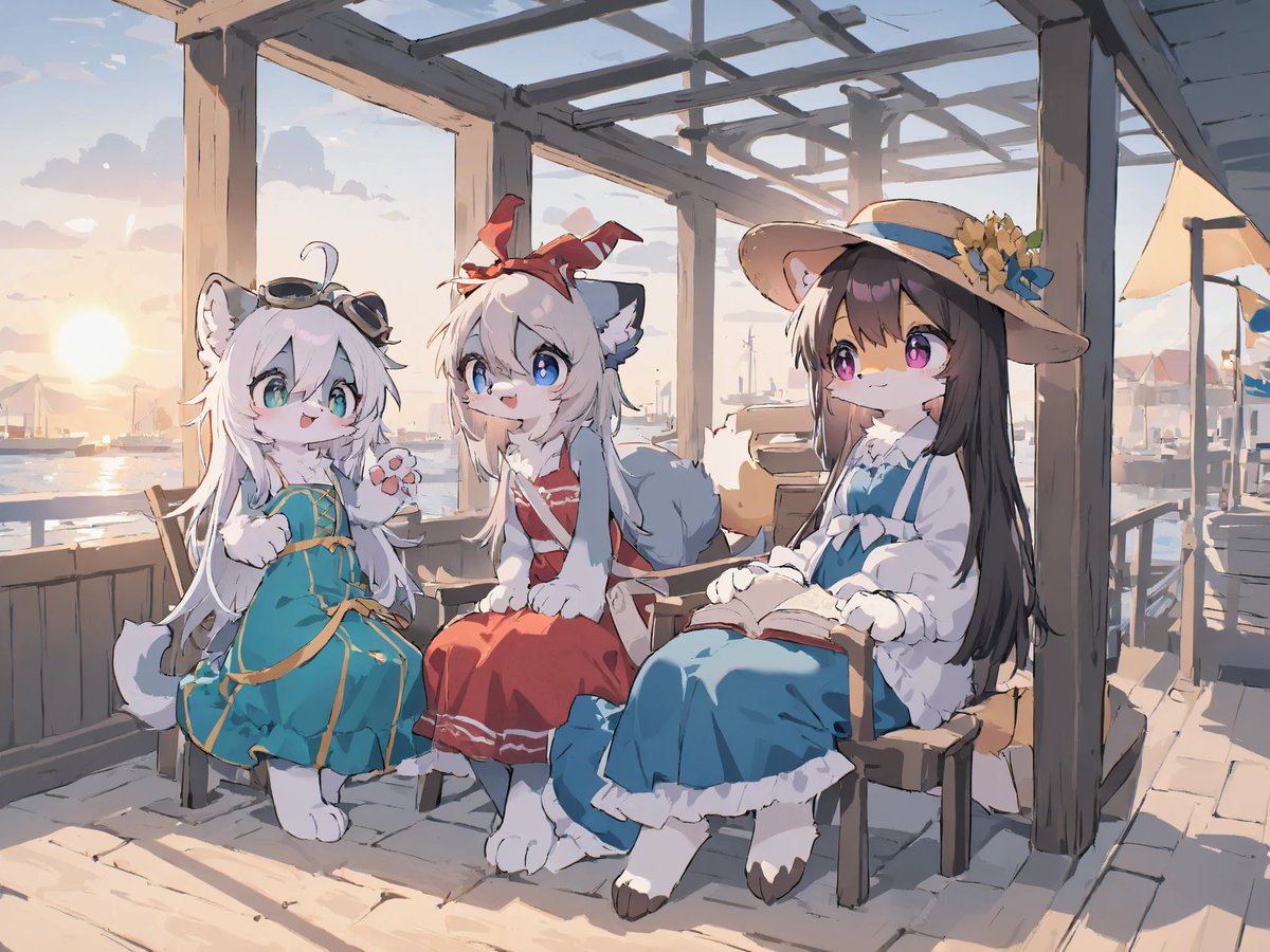 MachiTecku's tweet image. 港町を旅行中💼の子たち
散歩したり、休んだり
#AIイラスト #AIart #ケモナー #ケモノ #furry
