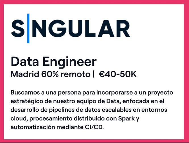 Si oyes “pipelines”, “Spark” y “CI/CD” y sonríes... este tweet es para ti 😎En <a href="/sngular/">Sngular</a> buscan sumar talento al equipo de Data en un proyecto estratégico con foco en entornos cloud y automatización. 

Ver oferta aquí: bit.ly/42Jkvas