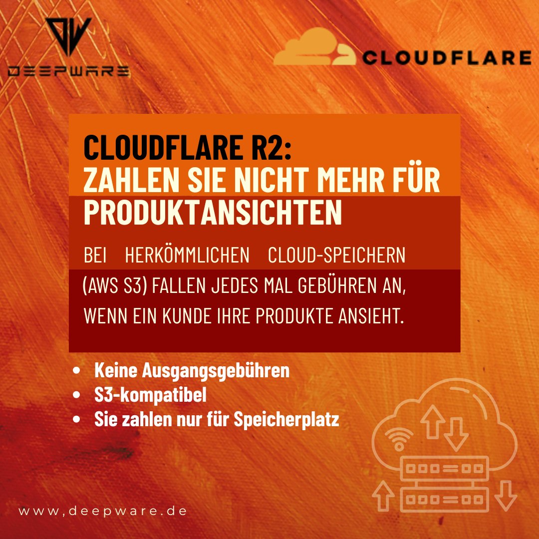 deepwaremunich's tweet photo. Für Print-on-Demand Shops: Bandbreitengebühren bei jedem Produktaufruf können teuer werden

Beispiel mit 300 GB Speicher und 3 TB Traffic: 
-AWS S3: 277 Euro monatlich 
-Cloudflare R2: 4,50 Euro monatlich

Über 3,200 Euro Ersparnis pro Jahr, die Sie in Wachstum investieren können https://t.co/XtAUbrvlqW