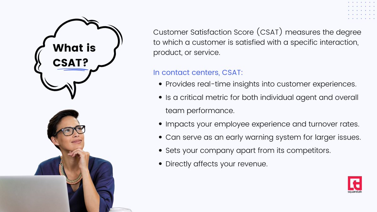 Customer Satisfaction Score (CSAT) shows how your client feels about a product or interaction. It helps track performance, find improvement opportunities, and make smarter business decisions.
More about CSAT and how to improve yours ➡️ squaretalk.com/customer-satis…