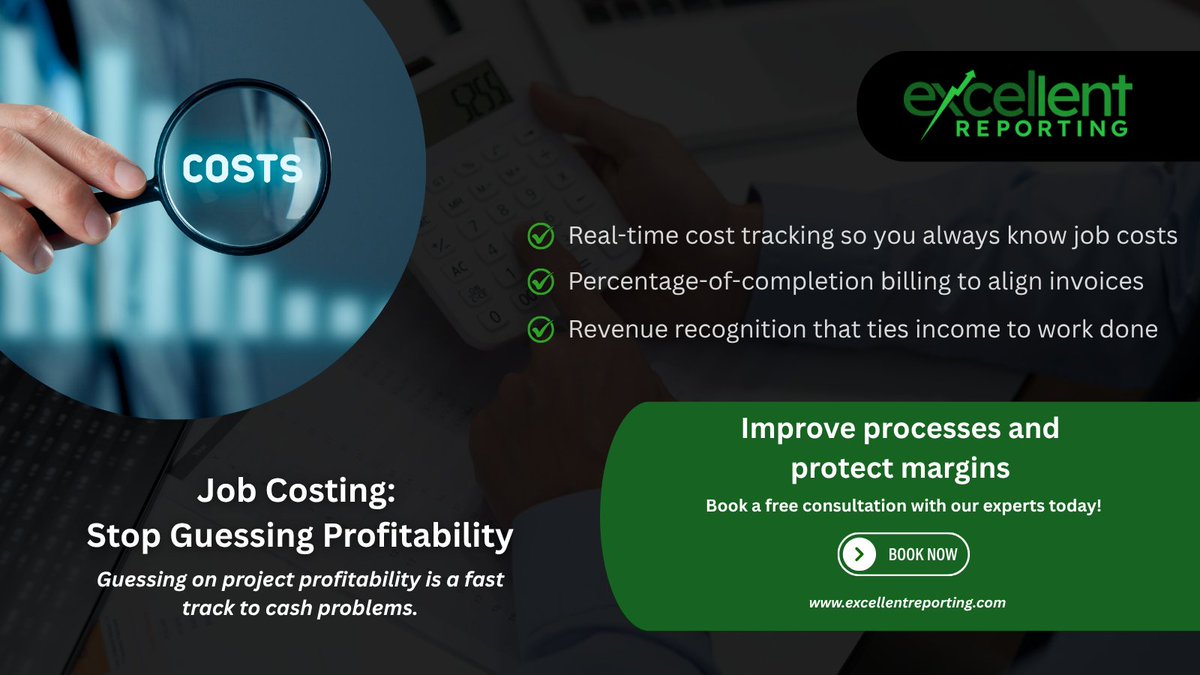 ExcellentR87671's tweet image. When you don’t track job costs in real time, small overruns turn into big cash gaps.

We give you accurate costing, billing aligned to progress, and cash gap analysis so you stop reacting and start leading.

Clear job costing = confident growth.

#Bookkeeping #JobCosting