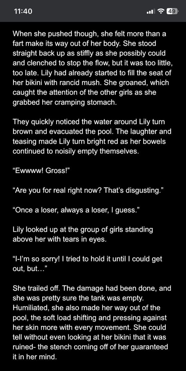 alittle2weird's tweet photo. a new wip: laughingstock

Lily, a shy, bookish, quiet introvert is invited by Quinn- the beautiful rich popular girl- to her pool party. She attends in the hopes of rehabilitating her image socially…Quinn has other plans. 

#scat #messing #soiling #pantypooping #pantypoop https://t.co/xUlfuKDdnS