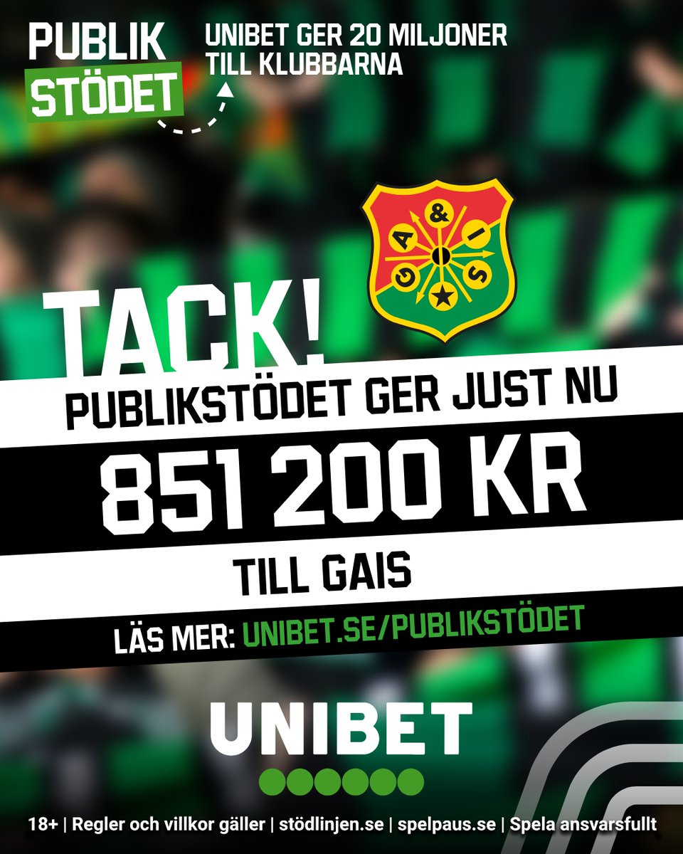 Bara några få omgångar kvar nu. Kan vi klättra högre i publikstödets tabell? 

#publikstödet #unibetsverige

18+ | Regler &amp; villkor gäller | Stodlinjen.se | Spelpaus.se | Spela ansvarsfullt