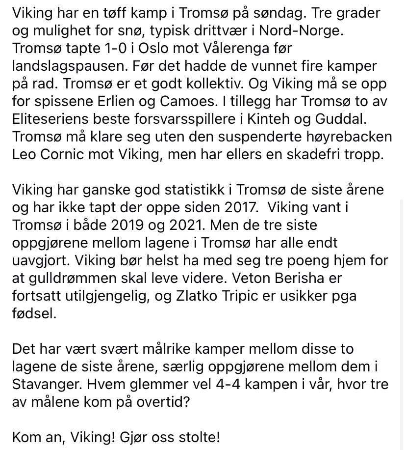 Sarpsborg-Glimt og Tromsø-Viking.
Ny viktig helg i gullkampen.