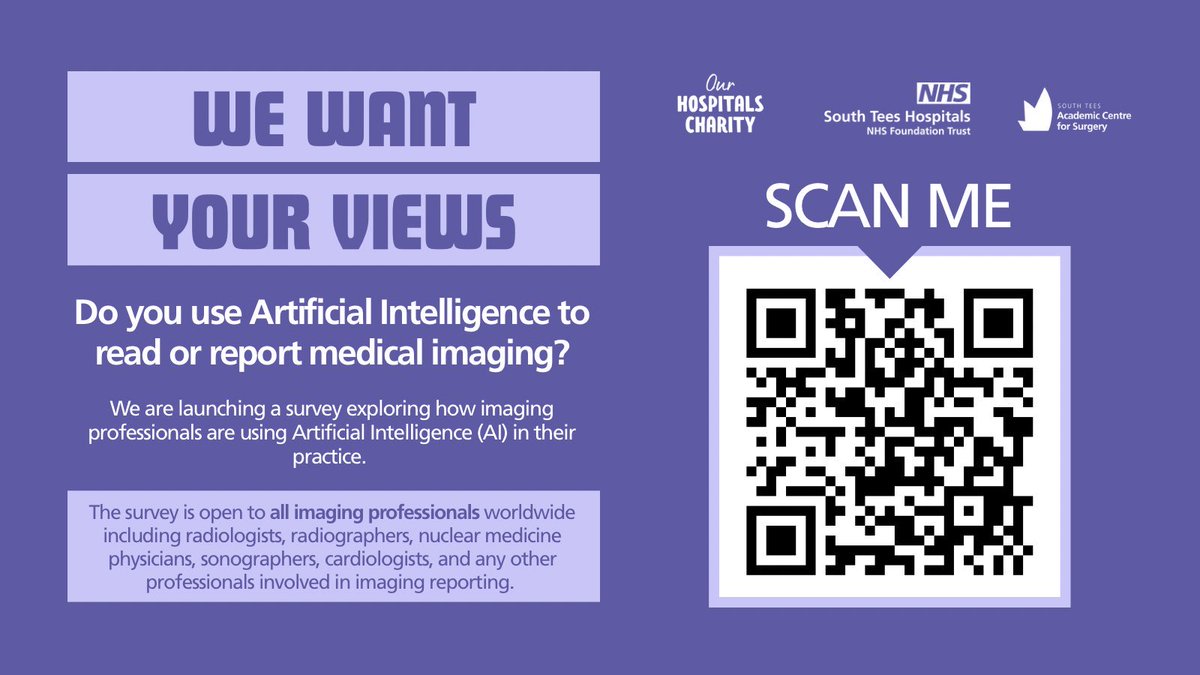 ACeS_SouthTees's tweet image. 📣 Do you use Artificial Intelligence (AI) to read or report medical imaging?
The Academic Centre for Surgery at @SouthTees are running a survey to explore how imaging professionals are using AI in their practice.
Link: redcap.link/INTERACTSurvey