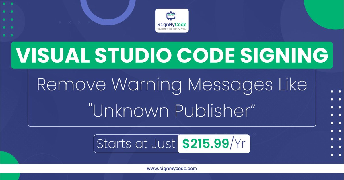 Sign_My_Code's tweet image. Sign software packages, ClickOnce Manifests, and mobile applications with the Visual Studio Code Signing Certificate and ensure complete security.
Buy Now - tinyurl.com/vs-codesigning
#VisualStudio #CodeSigning #buynow #softwaredevelopment #ClickOne