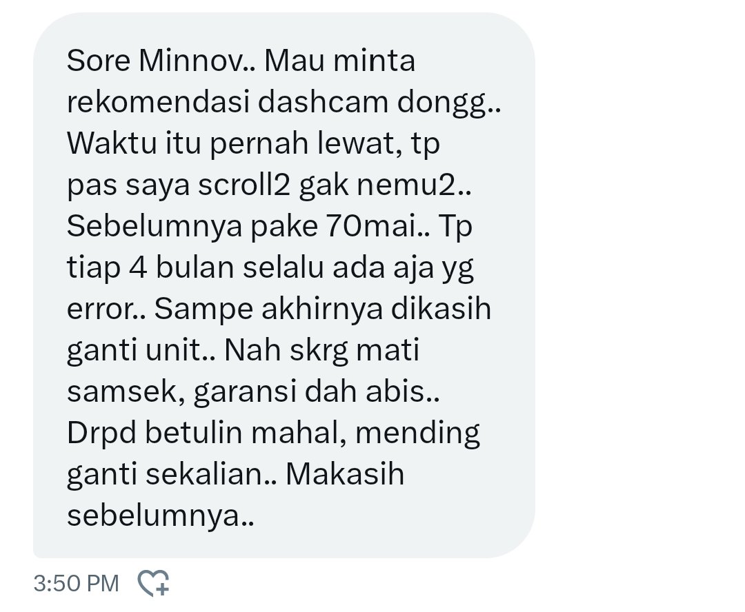 Dashcam bisa cek list dibawah utk budget dibawah 2jt.

Btw, baru pasang dashcam merk viofo di palisade, dikirimin adek Dr US.
Kualitasnya bagus,
Lumayan terkenal di US &amp; reviewnya disana bagus2.
Disini kayaknya