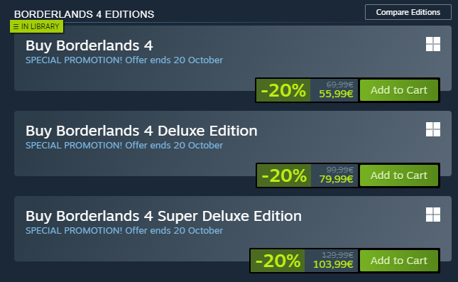 oof! #Borderlands4 is on a quite big sale after only 1 month of the release.