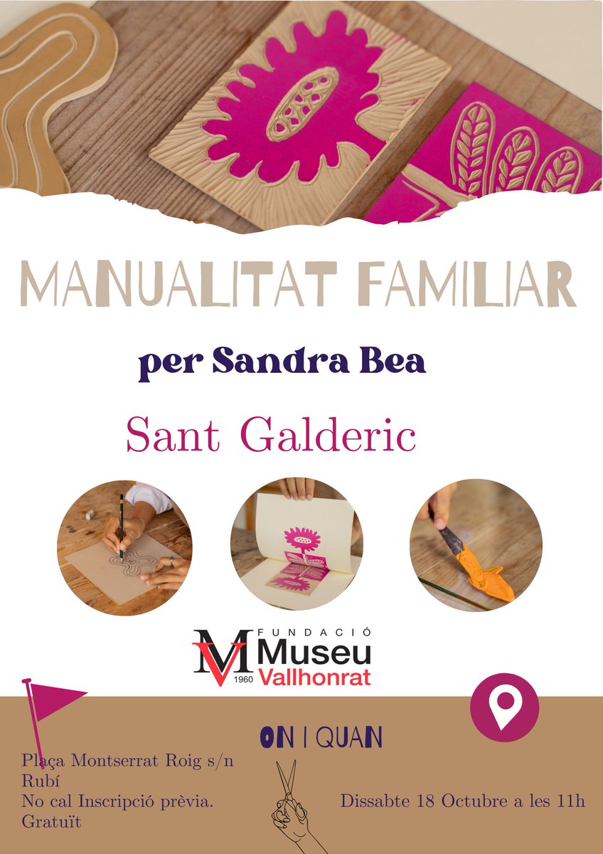 Vine a passar una bona estona. T'esperem a les 11h farem un passeig per les 5 sales del museu i acabarem amb la Sandra Bea que t'ajudarà a fer un col.lage tridimensional, t'atreveixes??