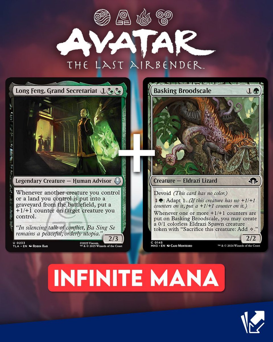 Infinite Mana Combo Long Feng + Basking Broodscale Add +1/+1 counter with Adapt Create an Eldrazi Spawn Sac it for Mana Trigger Long Feng and add +1/+1 to Broodscale Infinite Mana #MTG #AvatarTheLastAirbender Infinite Mana Combo Long Feng + Basking Broodscale Add +1/+1 counter with Adapt Create an Eldrazi Spawn Sac it for Mana Trigger Long Feng and add +1/+1 to Broodscale Infinite Mana #MTG #AvatarTheLastAirbender