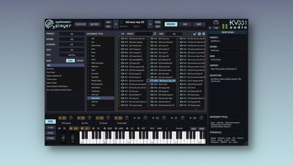 Plugin Deals Feed (@plugindealsfeed) on Twitter photo KV331 Audio has released SynthMaster 3 Player with an introductory offer of 40% off, valid until October 31st.
🔗 synthmaster.com/synthmasterpla… KV331 Audio has released SynthMaster 3 Player with an introductory offer of 40% off, valid until October 31st.
🔗 synthmaster.com/synthmasterpla…