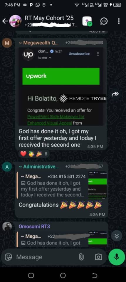 remotetrybe's tweet image. Congratulations you received an offer.
💥 Boom ,another congratulations 🎉
Two dollar paying jobs secured in just 2 days. That’s what happens when you learn the right skills with our virtual assistant comprehensive training.
#reno #RenewedHope #Remotetrybe #kolade #WorkFromHome