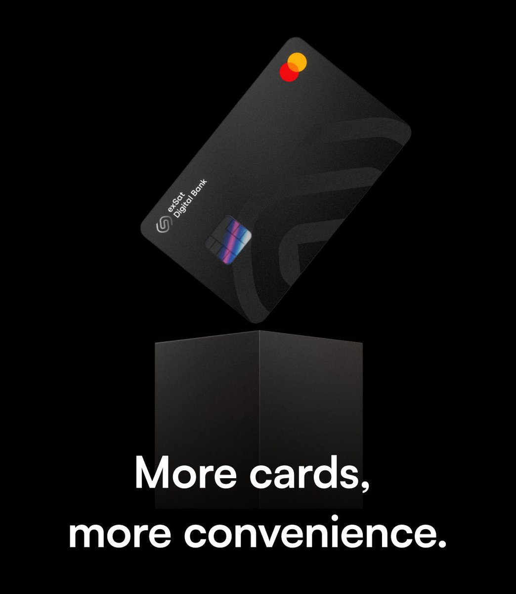 lawaladedolap10's tweet image. Did you know exSat Cards is the gateway to the next-gen of Web3 banking experience.

✅ 12 currencies supported - manage your assets globally, hassle-free

✅ No KYC required - truly self custodial and private

✅ Multi-use channels - travel, shopping, coffee runs all in one…