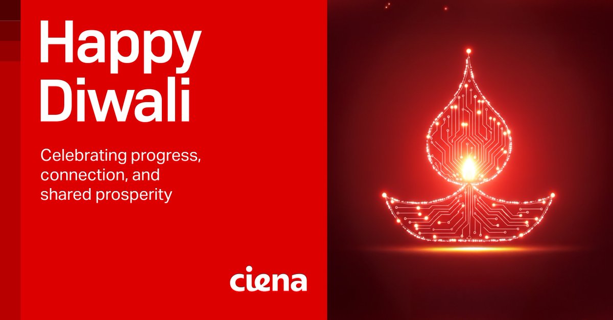 As lights brighten our world this #Diwali, let’s celebrate the brilliance of connections that empower us all.

Here’s to powerful innovations, meaningful bonds and networks that light the path to a brighter future. Happy Diwali from all of us at Ciena!
 
#Diwali2025 #CienaLife