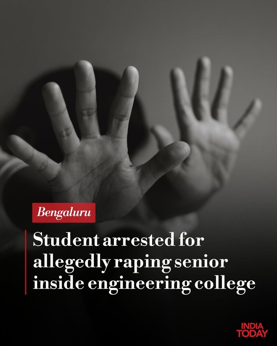 IndiaToday's tweet photo. 𝐁𝐞𝐧𝐠𝐚𝐥𝐮𝐫𝐮 𝐬𝐭𝐮𝐝𝐞𝐧𝐭 𝐫𝐚𝐩𝐞𝐬 𝐬𝐞𝐧𝐢𝐨𝐫 𝐨𝐧 𝐜𝐨𝐥𝐥𝐞𝐠𝐞 𝐜𝐚𝐦𝐩𝐮𝐬, 𝐥𝐚𝐭𝐞𝐫 𝐚𝐬𝐤𝐬 𝐢𝐟 𝐬𝐡𝐞 𝐧𝐞𝐞𝐝𝐬 𝐩𝐢𝐥𝐥

A Bengaluru junior student allegedly raped his senior inside a private engineering college. The accused, Jeevan Gowda, was arrested and remanded. Police are investigating amid lack of CCTV, analysing digital and physical evidence.

#Bengaluru #Engineering #Collegecampus 
Read more: https://t.co/eudGgsAp8x | @sagayrajp