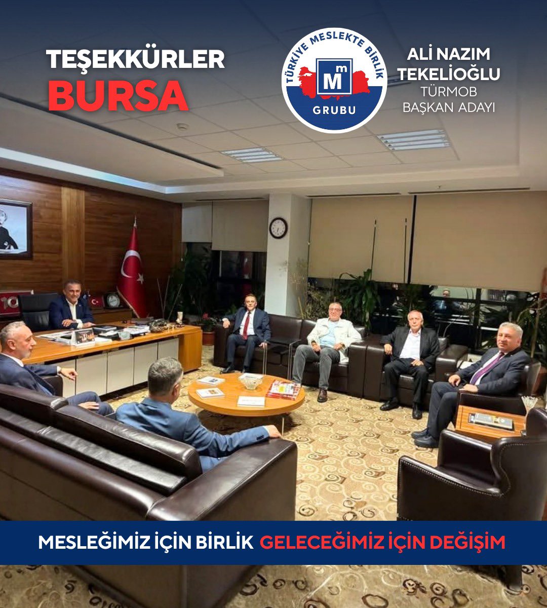 TÜRMOB Seçimli Genel Kurulu çalışmalarımız kapsamındaki son ziyaretimizi BURSA SMMM Odamıza yaptık.

Bursa SMMM Oda Başkanımız Hüseyin HALİL’e, Yönetim Kuruluna, Delegelerimize çok teşekkür ediyoruz.

Bir Şeyi DEĞİŞTİRECEĞİZ,
Her Şey
DEĞİŞECEK.

#alinazımtekelioğlu 
#türmob